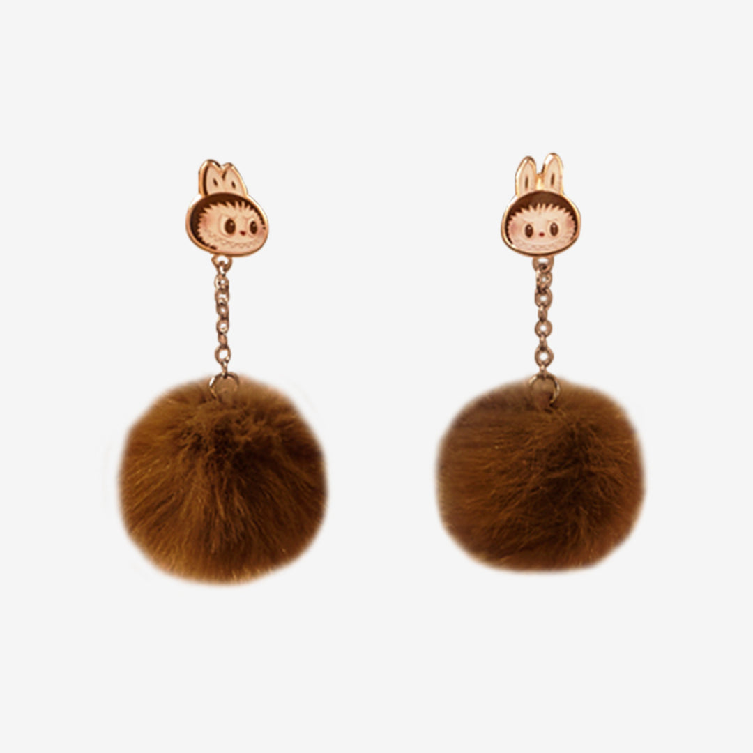 pre order] Warm Fluffy Holiday Series-LABUBU Pompom Earring