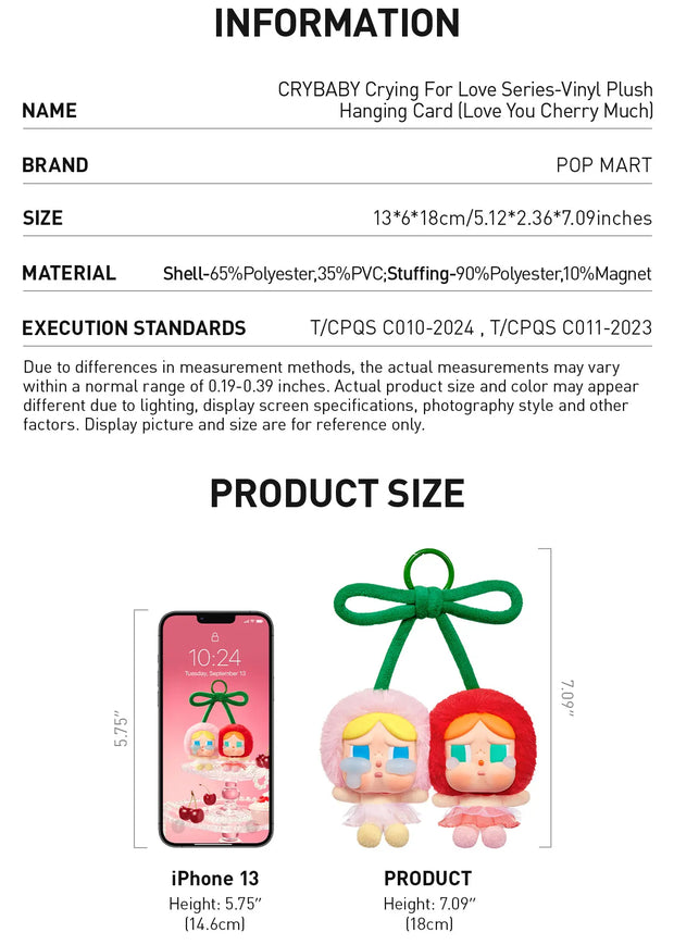 CRYBABY Crying For Love Series-Vinyl Plush HangingCard (Love You Cherry Much) [Pre order]